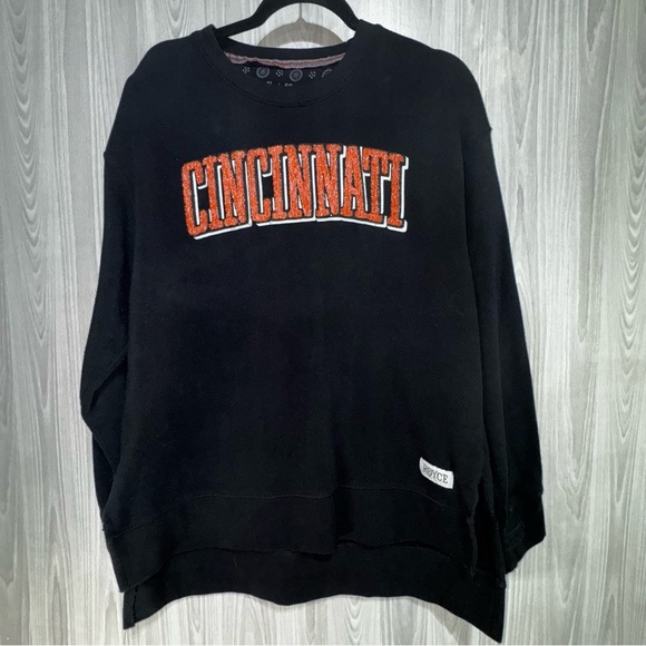 CINCINNATI Bengals WOMENS BLACK WORDMARK Long Sleeve CREW SWEATSHIRT Size XL - Picture 1 of 7